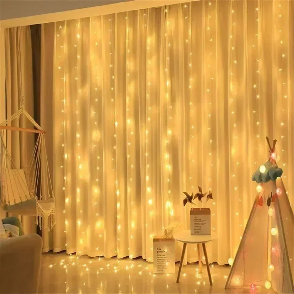 Luzes de fadas de natal guirlanda de casamento ao ar livre 8 modo led usb cortina luz corda festa decoração do feriado jardim luz navidad