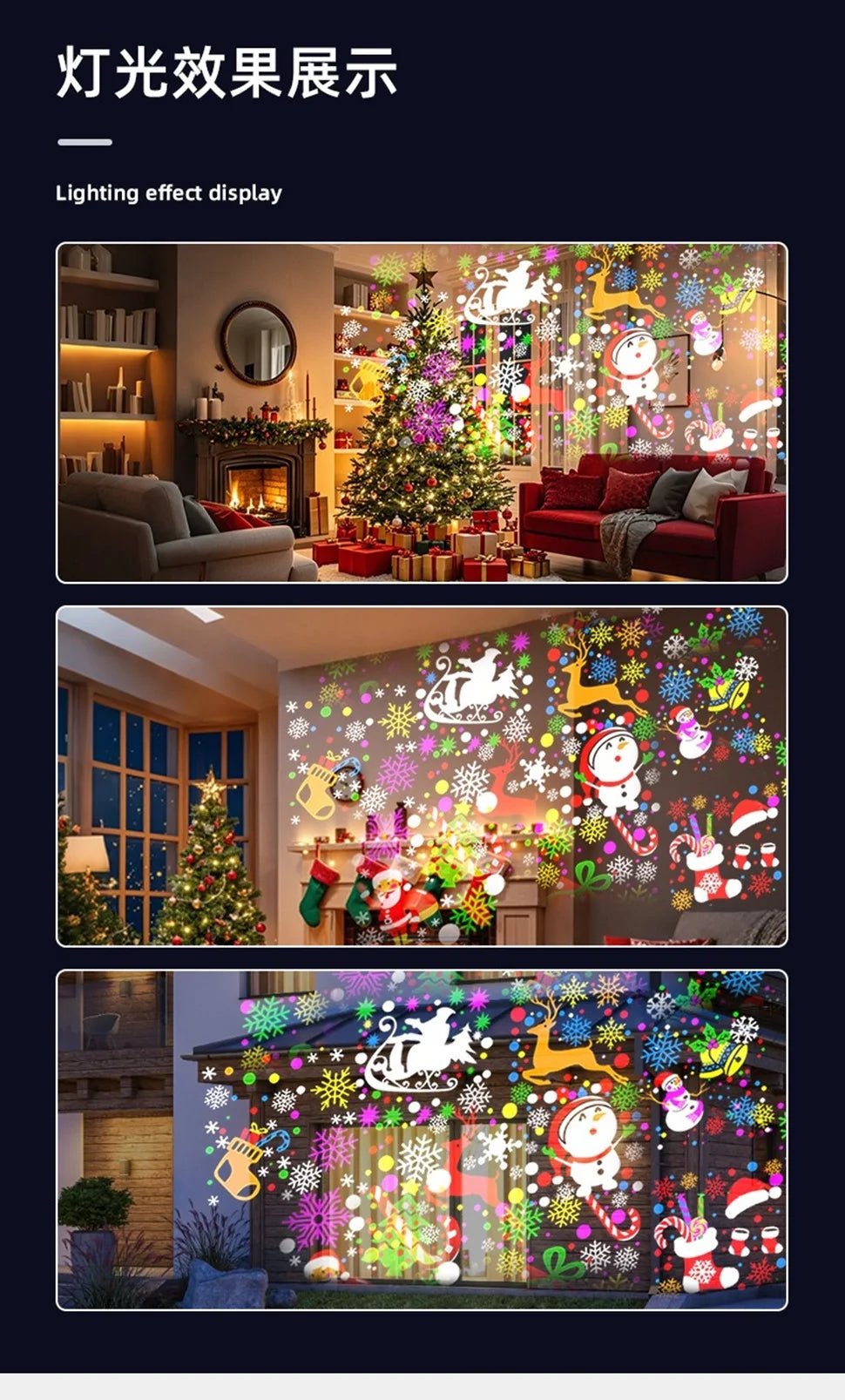 Luz do projetor de natal ao ar livre/interno, projetor de luz do floco de neve do diodo emissor de luz adequado para a decoração de natal do jardim do quintal