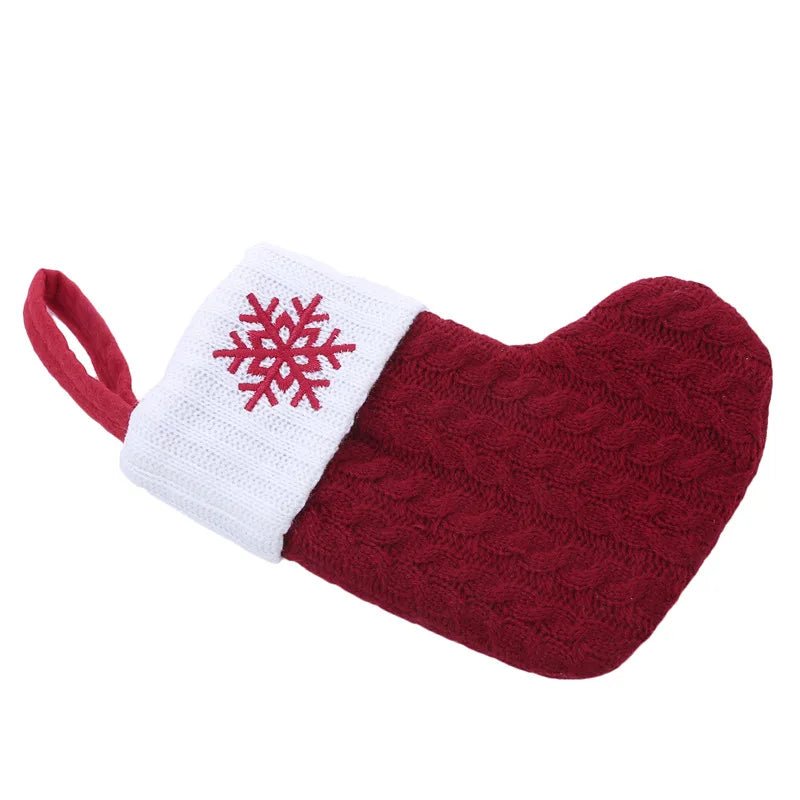 Meias de natal tricô floco de neve carta meia decoração de natal para casa 2024 ornamento de árvore de natal presente navidad natal 2025