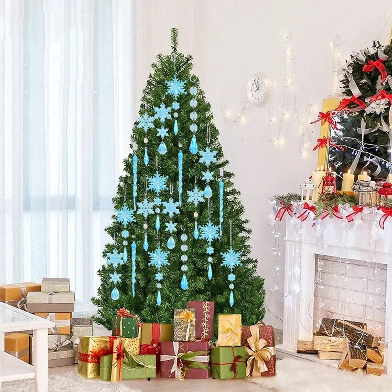 Ornamentos de cristal acrílico de natal decoração de festa de natal 2025 natal floco de neve enforcamentos navidad natal presente de ano novo 2026