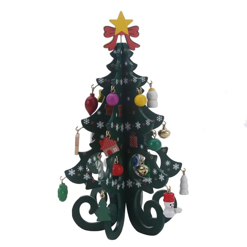 Árvore de natal infantil artesanal diy estéreo de madeira layout de cena de árvore de natal decorações de natal ornamentos 17 19cm de altura - Kasa & Pet