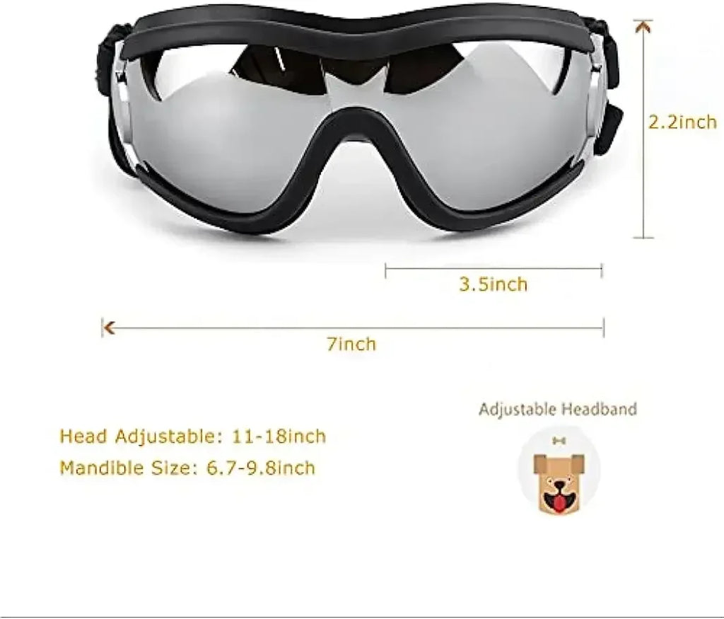 Óculos de sol ajustáveis para cães, com proteção UV, para uso em animais de estimação, proteção para os olhos, cor preta, óculos de sol para cães, artigos para cães.