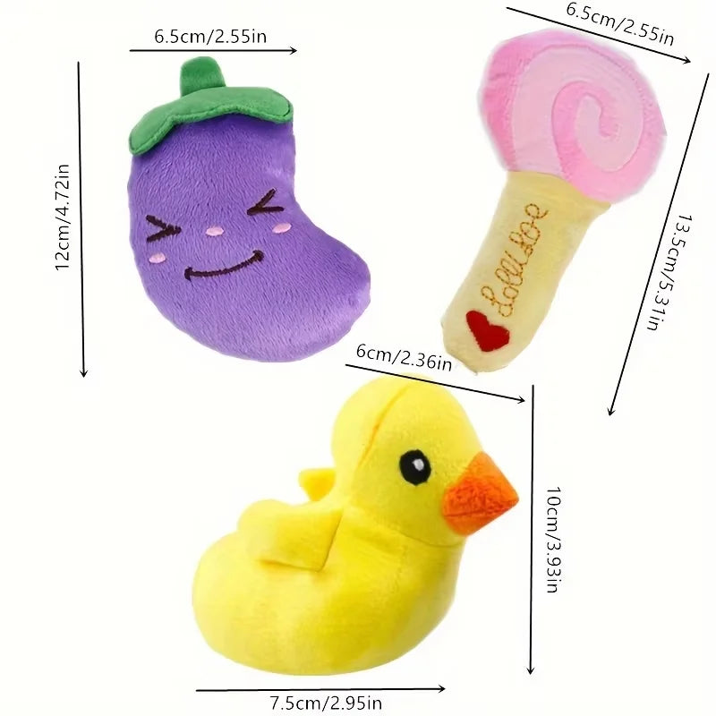 7/10 pçs conjunto de brinquedos de som de filhote de cachorro, mascar de pelúcia solta para animais de estimação, lanches de frutas de pelúcia e brinquedos de cachorro de vegetais, adequado para playm bonito