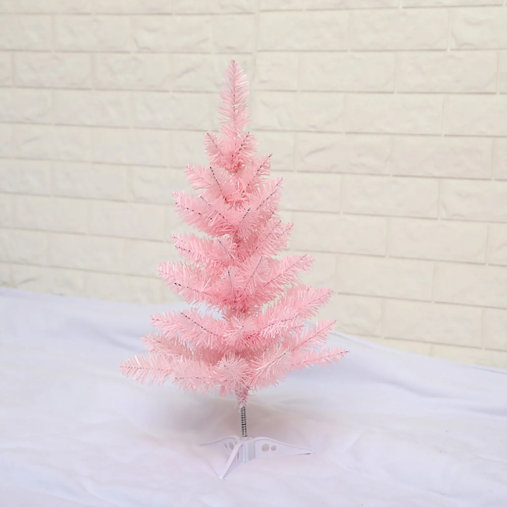 Árvore de natal artificial 45/60cm rosa desktop reunindo pinheiro de natal com luz decoração de natal ornamentos de janela presente