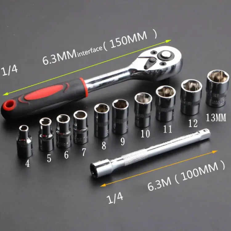 12 pçs conjunto chave soquete conjunto de ferramentas reparação da bicicleta da motocicleta ferragem carro barco ferramentas reparo automóvel bicicleta multiferramenta kit ferramentas