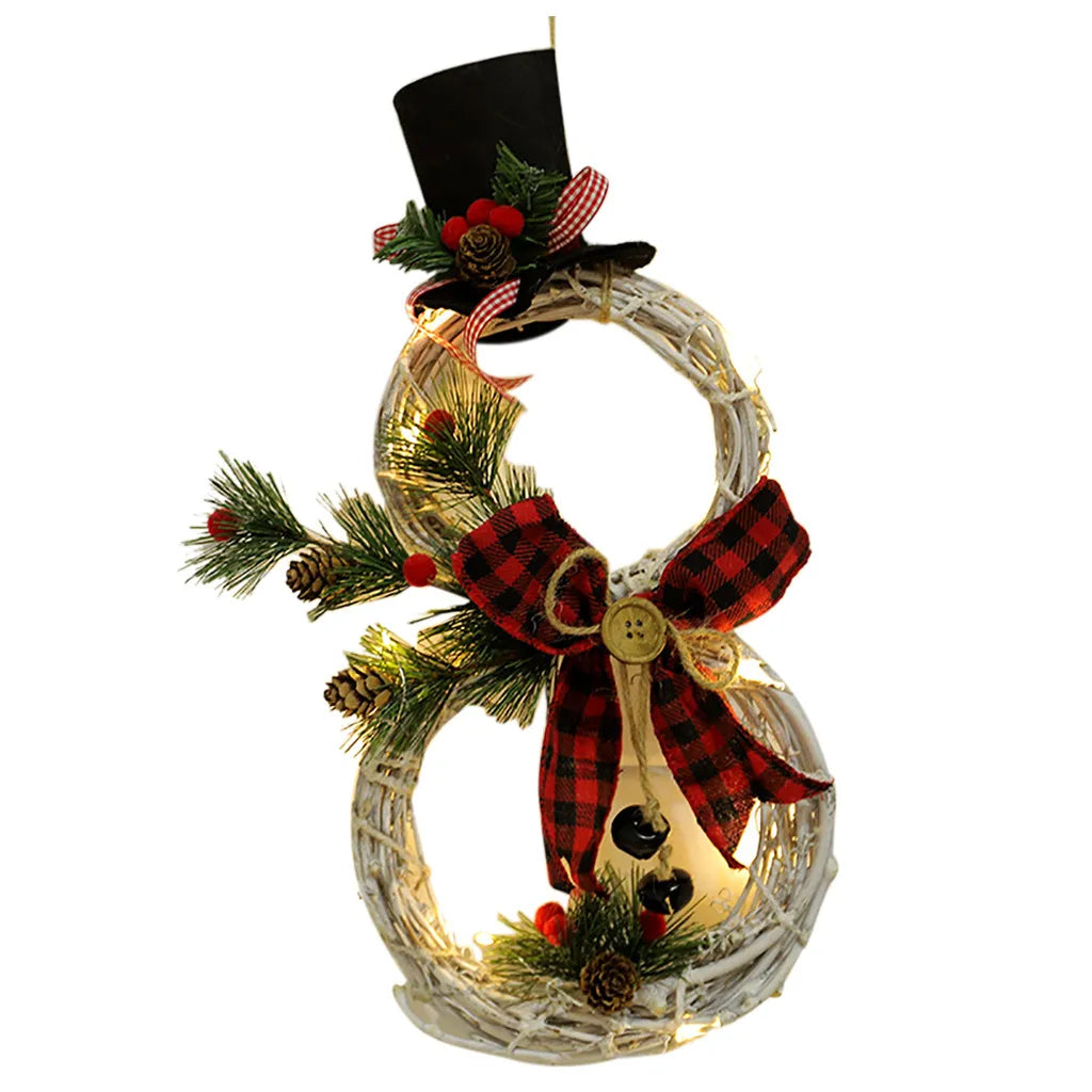 Natal boneco de neve grinalda guirlanda led luz porta decoração artificial casa janela parede fundo porta pendurado ornamento luminoso