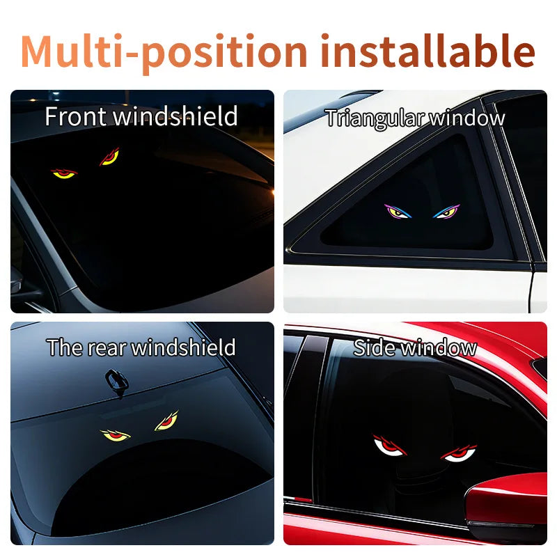 2026Solar LED Devil Eyes Windshield Warning Flashing Signal Indicator Car LED Ambient Lights with Suction Cup for Auto Window