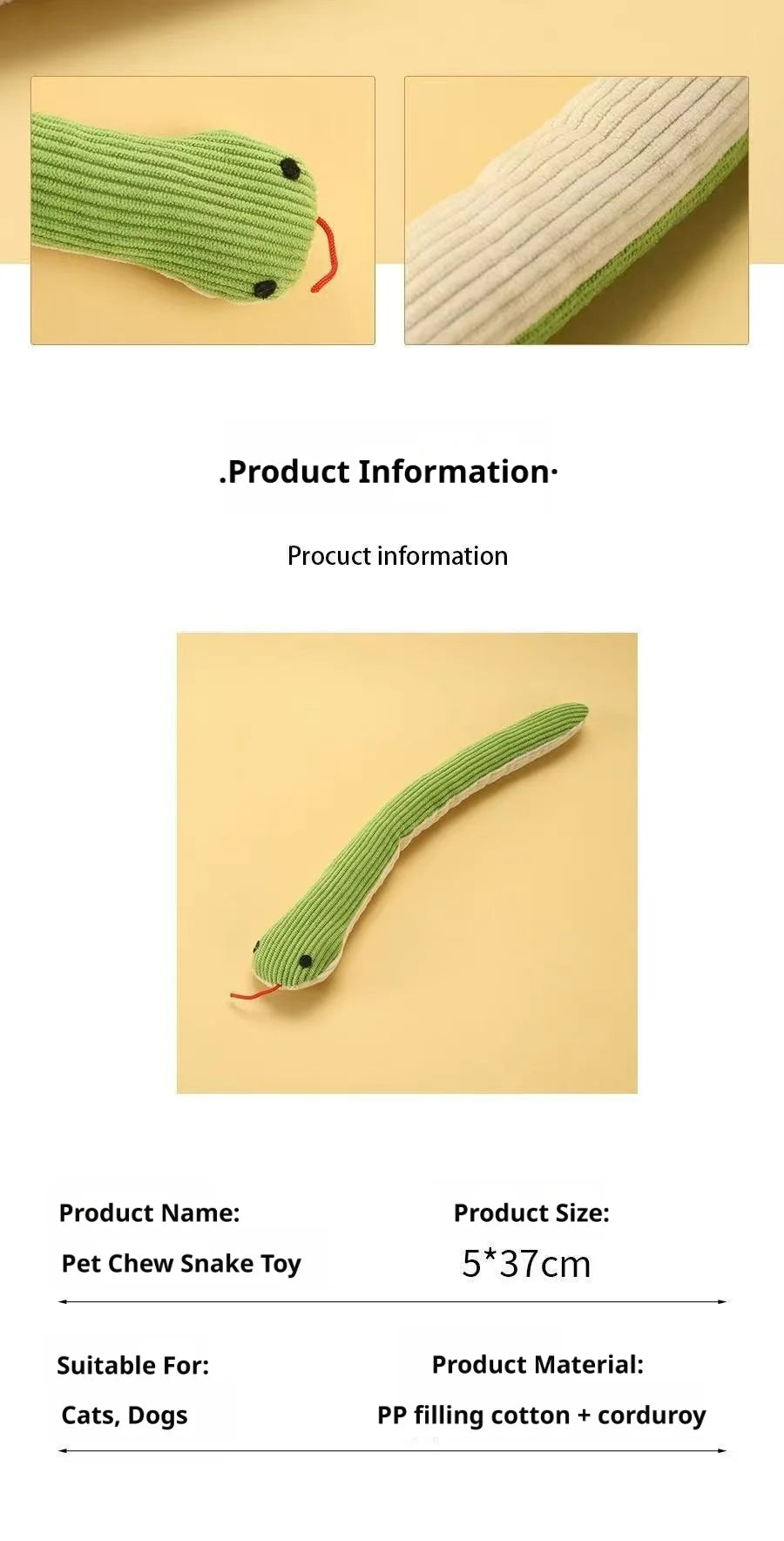 Brinquedo interativo em forma de cobra para animais de estimação, brinquedo sonoro de pelúcia resistente a mordidas, limpeza dos dentes para gatinhos, filhotes, animais de estimação pequenos