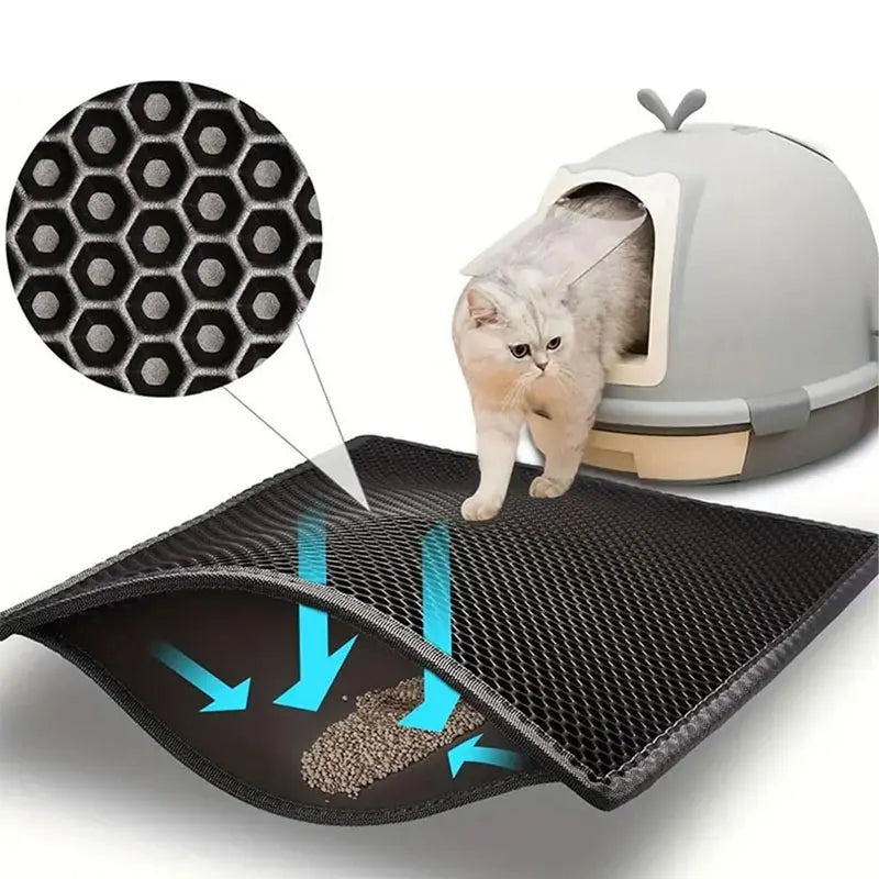 Tapete de areia para gatos, à prova d'água, camada dupla, caixa de areia para animais de estimação, almofada limpa, produtos para gatos, acessórios