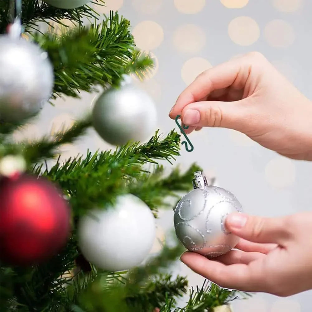 50/400 pçs mini gancho de natal de plástico em forma de s árvore de natal bola pingentes ornamento pendurado cabide diy navidad decoração de festa em casa
