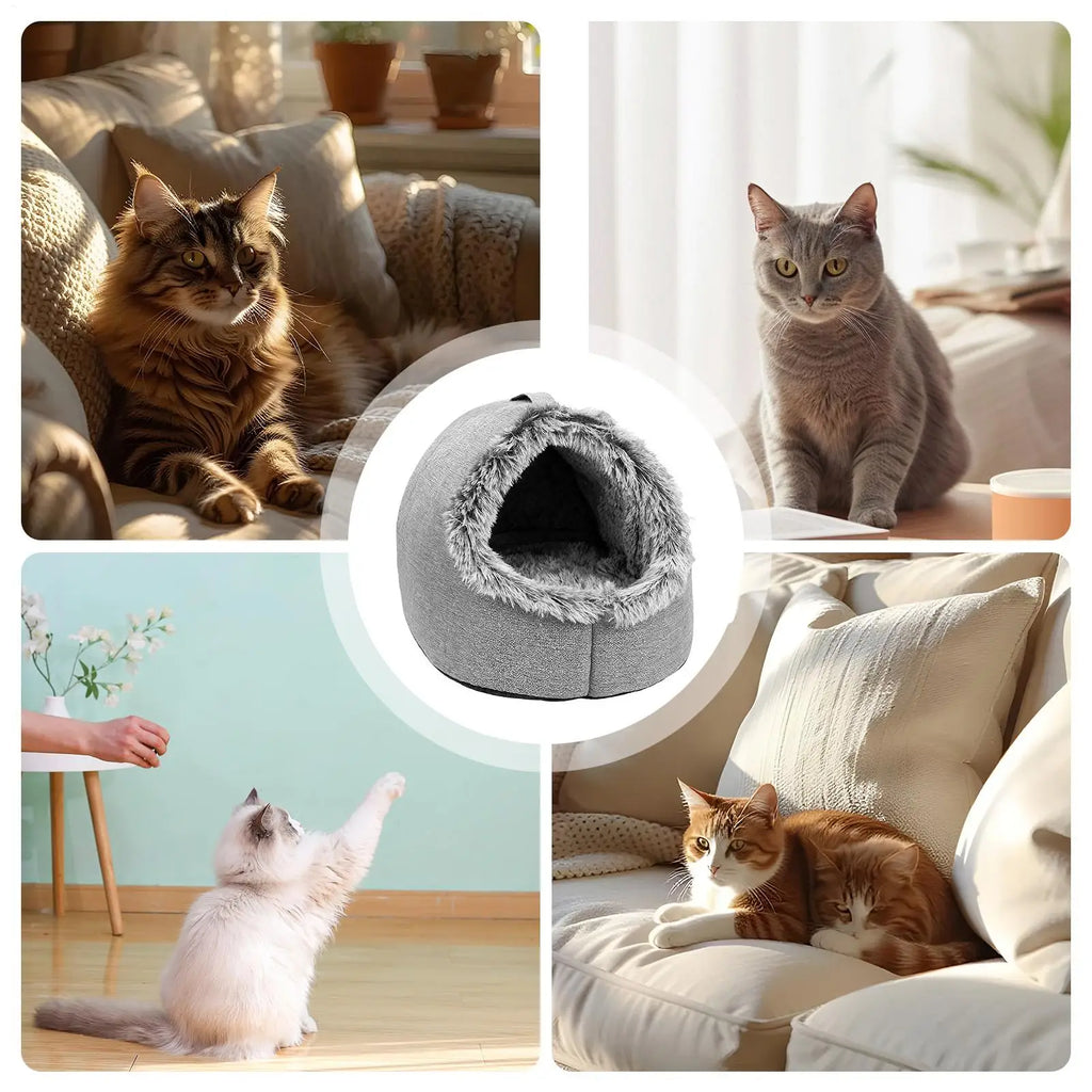 Casa para animais de estimação para pequeno cão gato cama casa portátil fechado pelúcia pet gatinho ninho inverno quente macio pet caverna canil sono profundo sofá