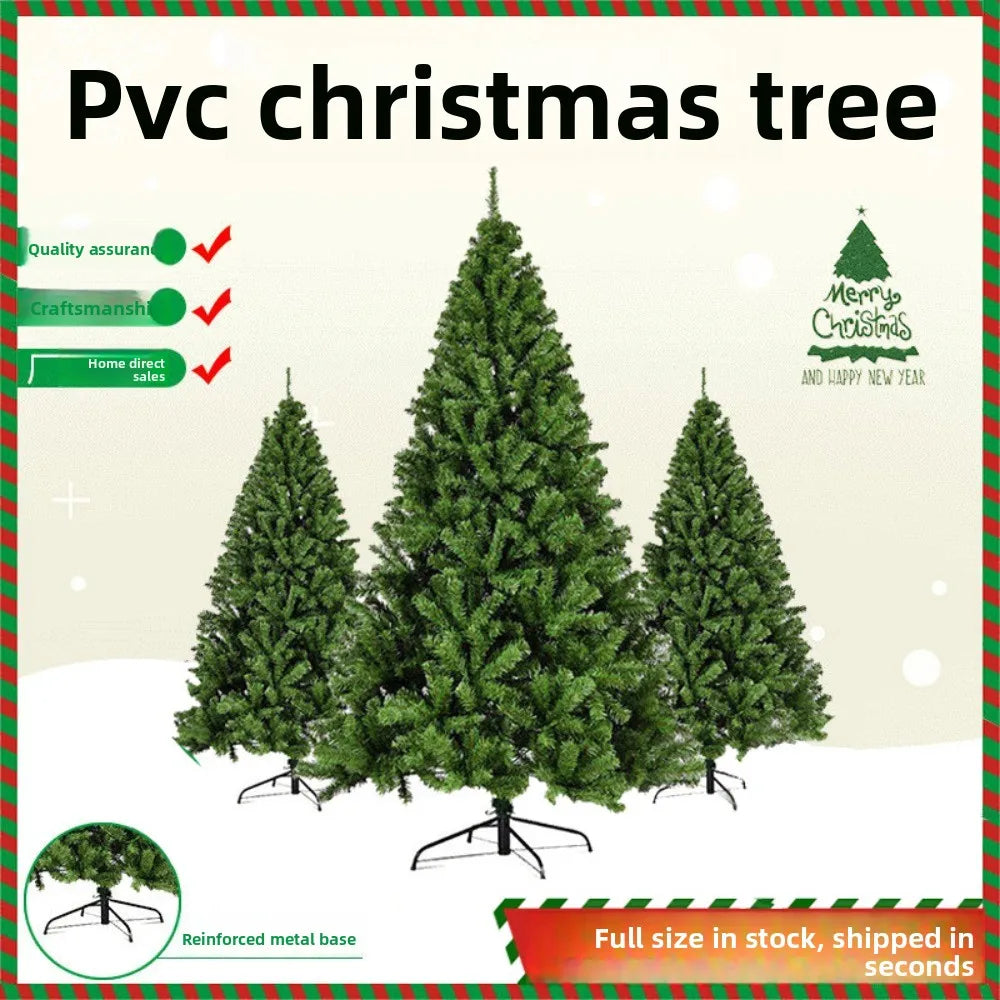 Árvore de Natal em PVC criptografado, tamanho grande, pontiaguda, para decoração de hotéis, shoppings e casas, árvore de Natal para chão.