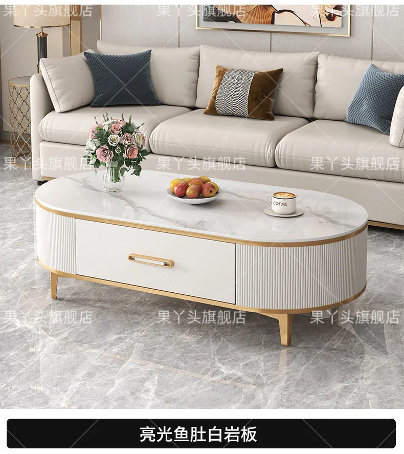 Mesa de Jantar, Mesa de Centro para Escrita e Café, Gavetas Móveis, Mesa Lateral de Luxo com Armazenamento para Sala de Estar, Mesa Auxiliar Moderna, Móveis Modernos