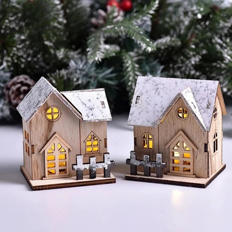 Natal led luz casa de madeira cabine luminosa feliz natal decorações para casa diy enfeites de árvore de natal crianças presentes ano novo