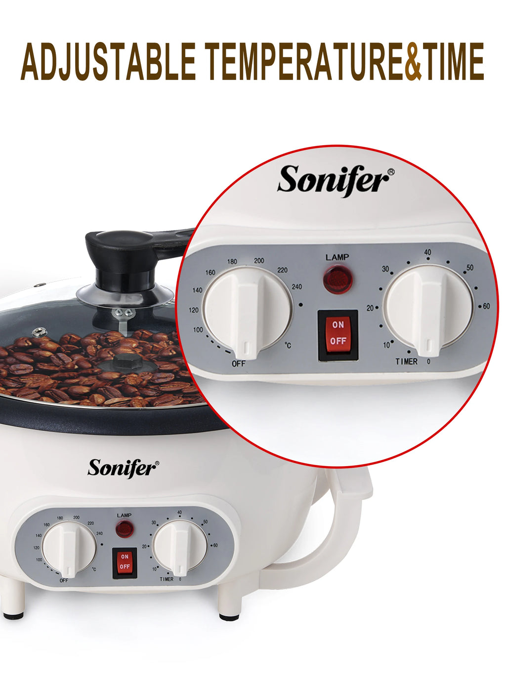 Sonifer-Elétrica Torrador De Feijão De Café, Cozimento Fogão, Pipoca Make Dryer, Secagem De Grãos, Feijão De Amendoim