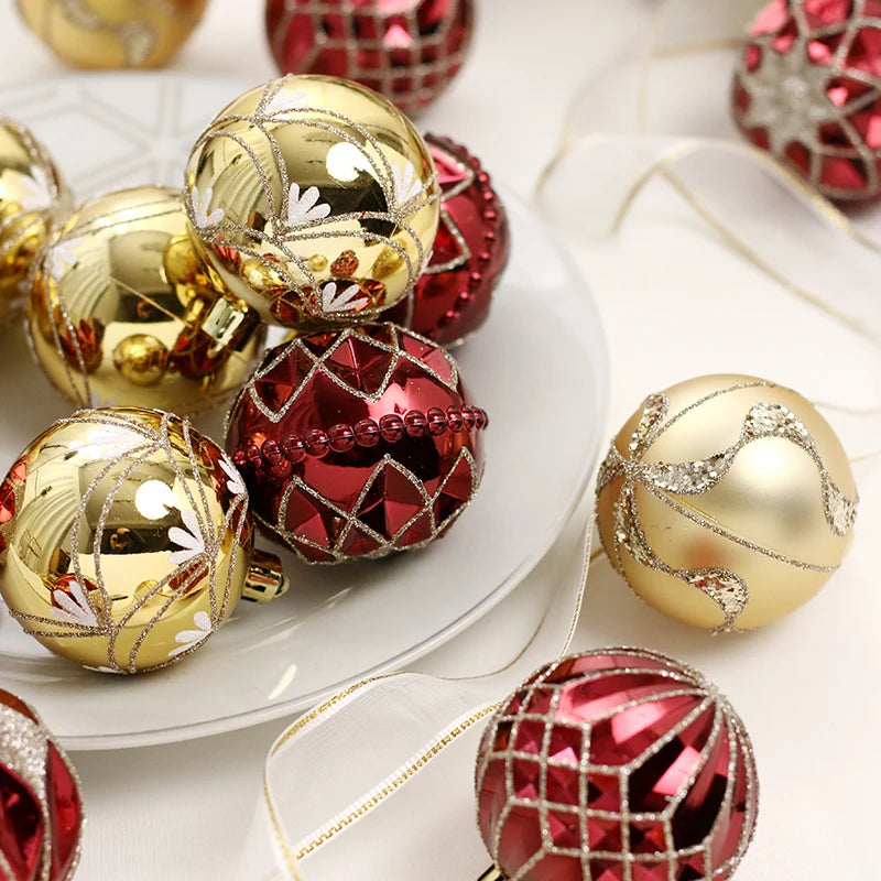 Conjunto de decorações de árvore de enfeites de Natal, bola de Natal inquebrável de 16 quilates, ornamentos pendurados de 2,36 polegadas para decoração de festas de fim de ano