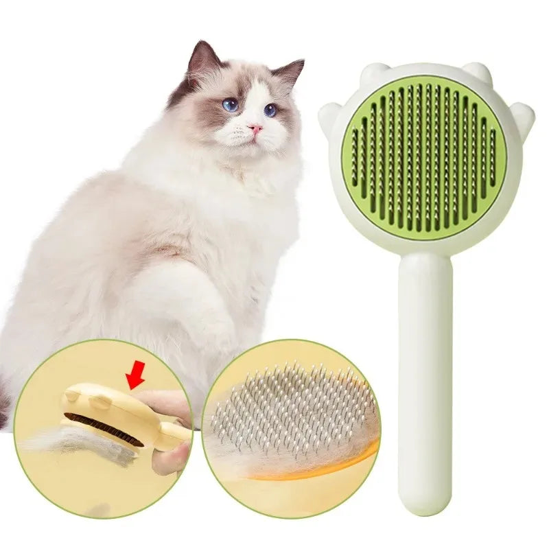 Escova Removedora de Pelos para Cães e Gatos, Escova de Limpeza Automática, Ferramenta de Massagem e Cuidados, Suprimentos para Cuidados com Cães