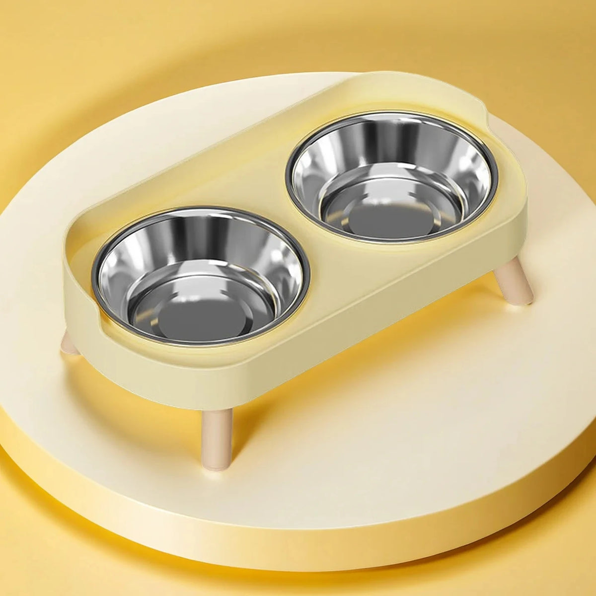 Estação de Alimentação e Bebedouro para Pets com Duas Tigelas de Aço Inoxidável e Suporte para Pescoço para Gatos e Cães