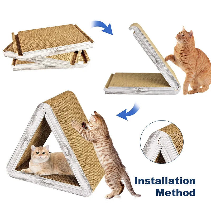 Novo Arranhador Vertical para Gatos, Poste de Arranhar Triangular Dobrável, Produto Multifuncional 3 em 1 para Gatos, Almofada para Gatos com Uso em 6 Lados