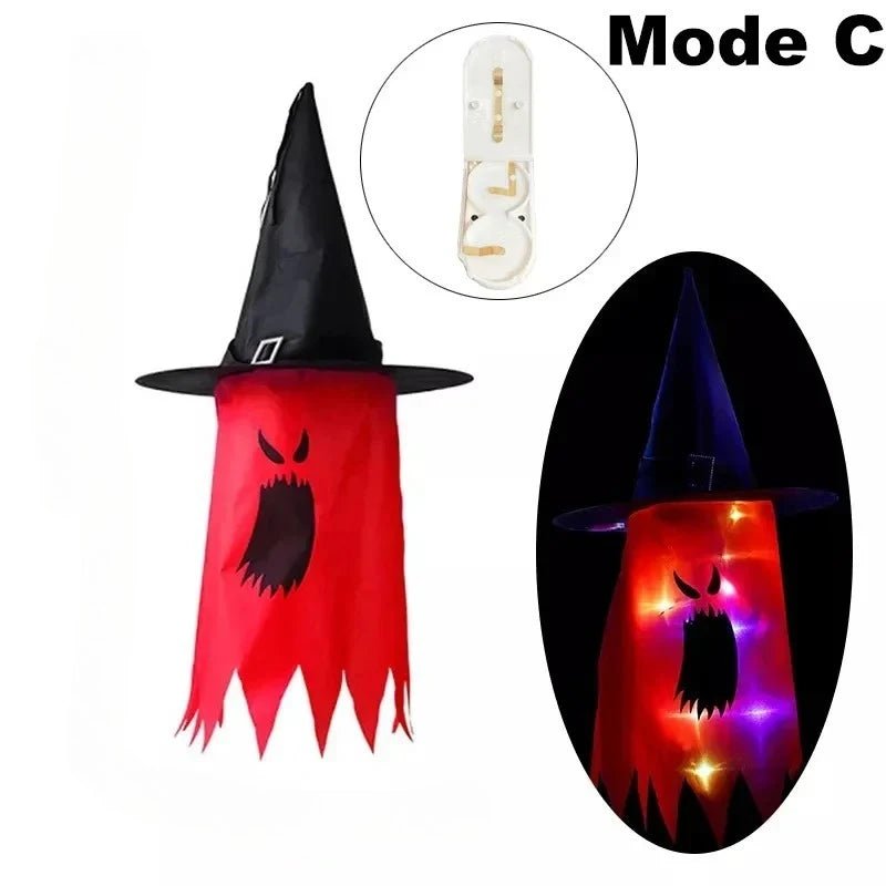 Lanternas de Chapéu de Bruxa Brilhantes para Halloween, Decoração Suspensa para Jardim, Varanda, Quarto, Ambientes Internos e Externos, Adereços para Festas de Feriado - Kasa & Pet