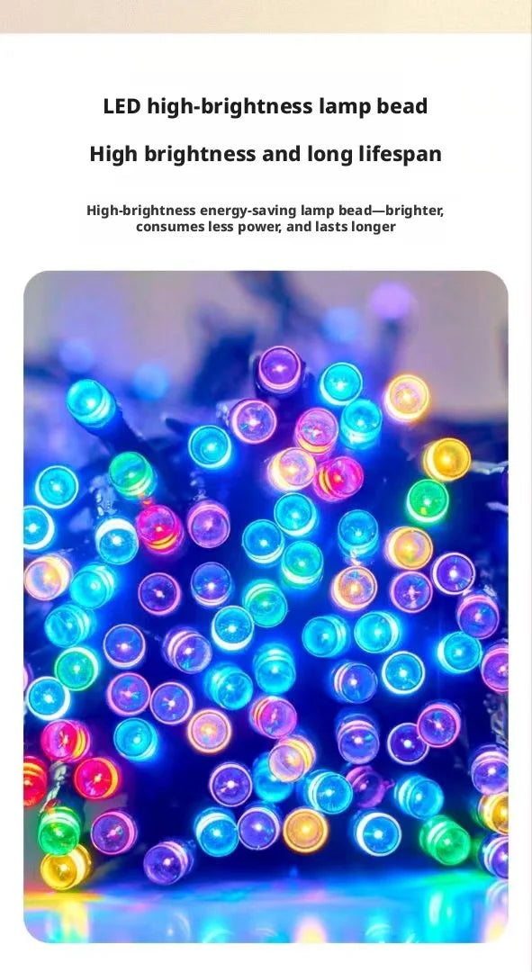 Luzes de Cordão Solares LED 300LED 8 Modos à Prova d'Água Luzes de Fada Alimentadas por Energia Solar para Decoração de Natal ao Ar Livre Lâmpada Estrelada