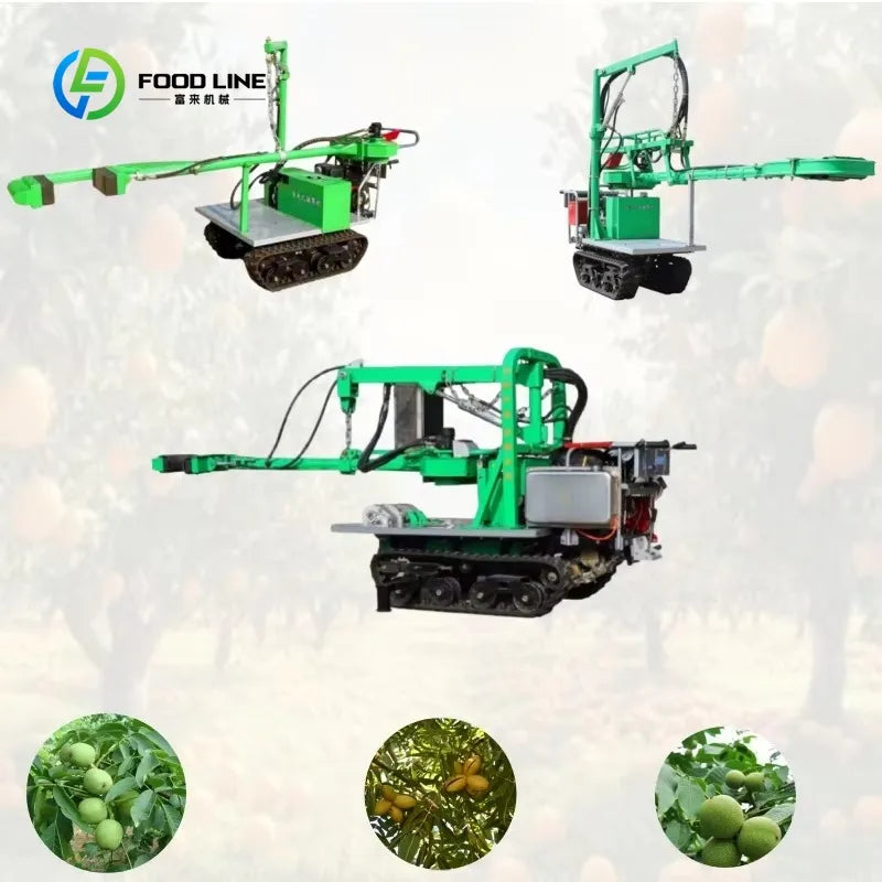 Máquina Colheitadeira e Vibradora de Árvores Frutíferas Personalizada com Alta Eficiência e Esteiras Duráveis para Cítricos, Azeitonas e Amêndoas
