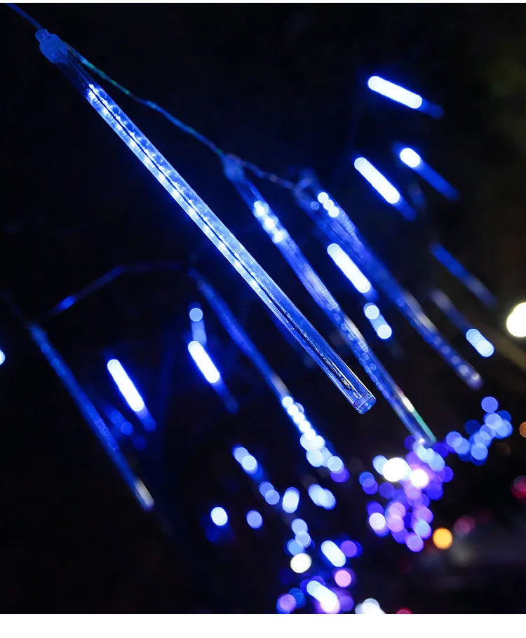 Luz Solar LED de Chuva de Meteoros, Cordão de Luzes para Feriados, Decoração de Jardim à Prova d'Água, Guirlanda LED para Exterior, Decoração de Natal