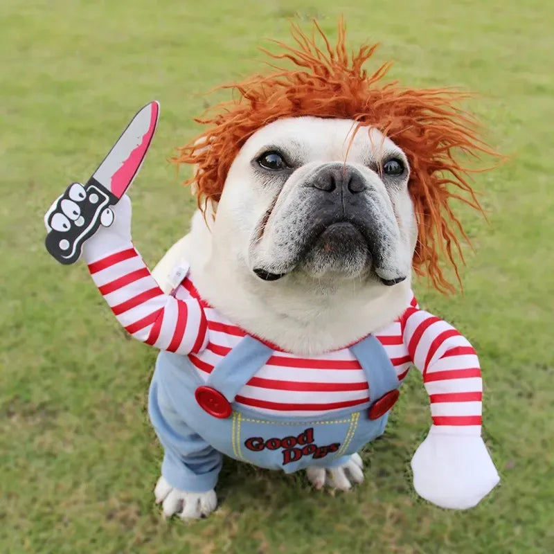 Conjuntos de fantasias de Halloween para cães Roupas engraçadas para cães Cosplay ajustável para cães Roupas Novidade para cães médios e grandes Fantasias Bulldog Pug
