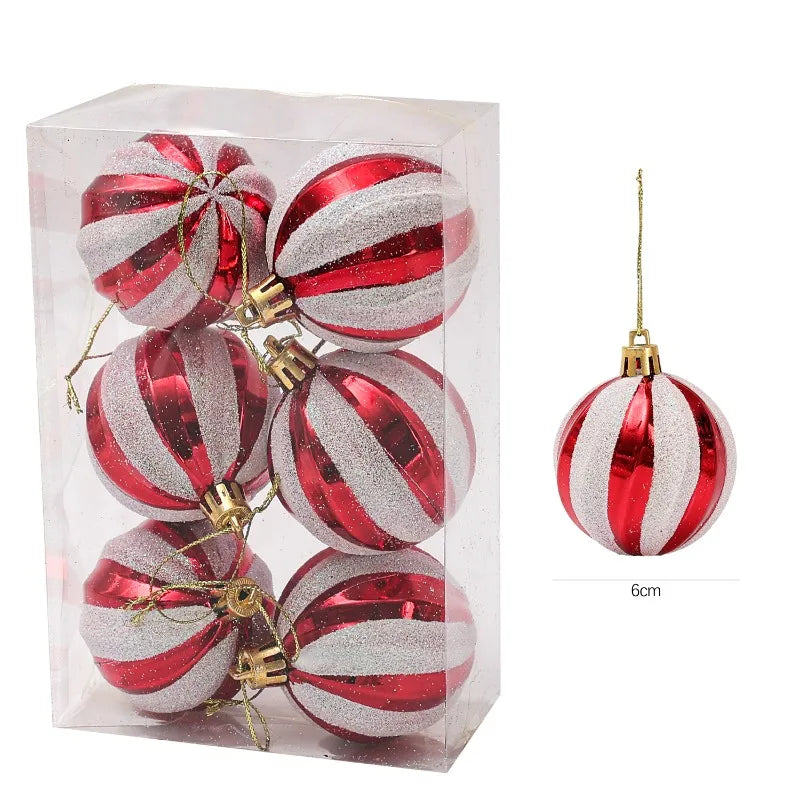 Bolas de Glitter de Natal 24/6x, Enfeites para Árvore de Natal, Bolas Pendentes para Árvore de Natal, Presente de Ano Novo, Decoração para Festa em Casa