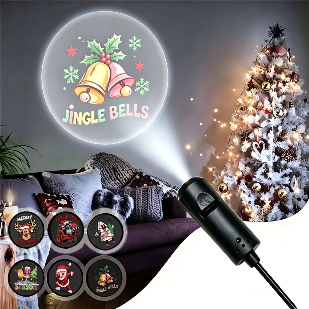 Projetor de Luz LED de Natal 3/6/10 peças com Padrões de Projeção - Luz Noturna Ajustável com Papai Noel e Árvore de Natal para Decoração de Natal
