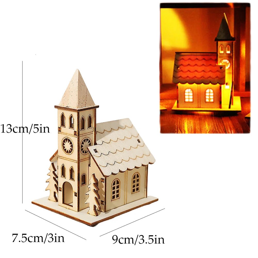 Decorações de natal natal led luz casa de madeira luminosa cabine mesa ornamentos noite lâmpada para casa ano novo crianças presentes - Kasa & Pet