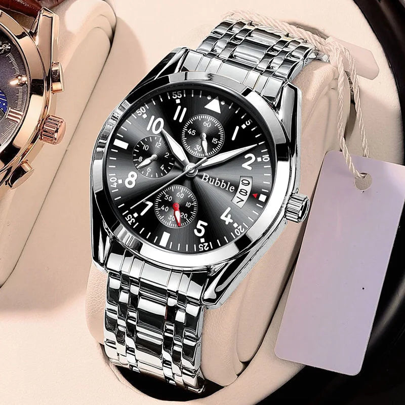 UTHAI Men's Watch Brand Light Luxury Fashion Trend Night Light Waterproof Digital Six Pin Business Leisure Quartz Watch Gift