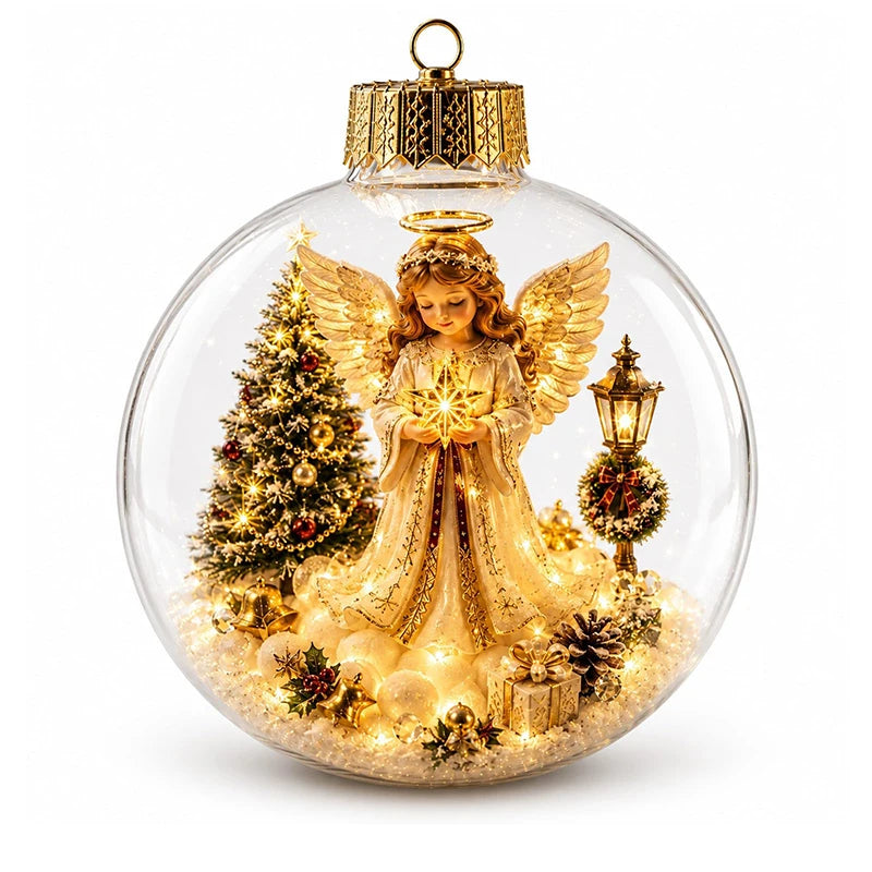 Nova Bola de Enfeite de Natal Transparente com Luzes, Decoração para Cenário Natalino, Brinquedo para Pendurar na Árvore de Natal, Diorama de Inverno, Enfeite para Janela de Natal