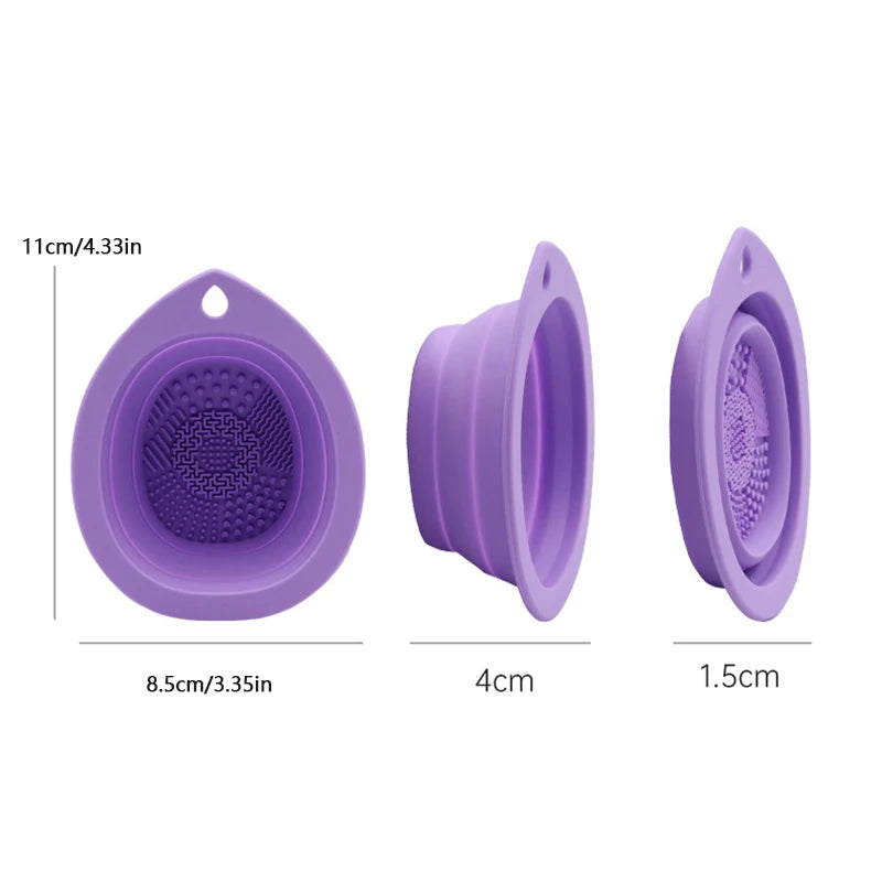 Silicone Makeup Brush Cleaner Folding Powder Puff Cleaning Bowl Eyeshadow Brush Washing Soft Mat Beauty Tools Scrubber Box