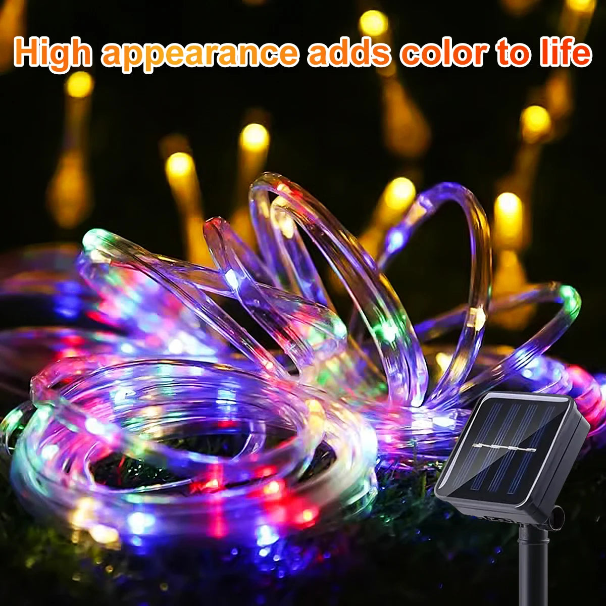Luzes de Cordão Solar 200 LED à Prova d'Água para Exterior, Luzes de Fada Alimentadas por Energia Solar com 8 Modos para Decoração de Natal em Jardim, Quintal e Árvore