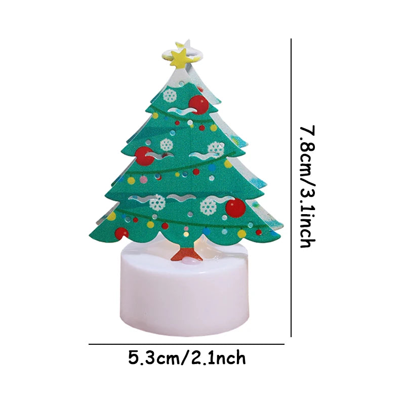 LED Christmas Candle Lamp Decorações, pequena Santa, boneco de neve, árvore de Natal, Holiday Night Lights, Home Party, Jardim