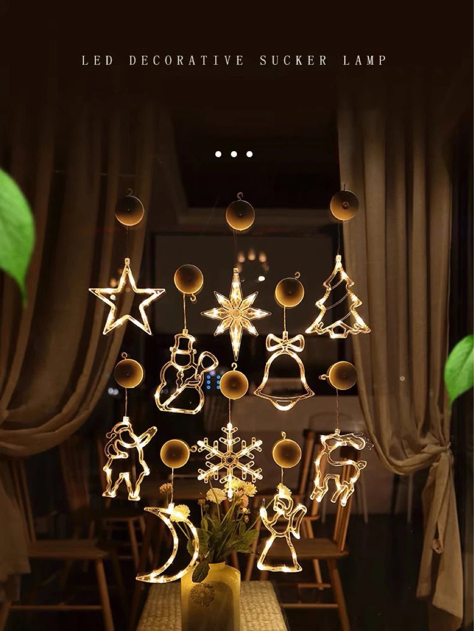 Natal led luz floco de neve santa pendurado otário lâmpada janela ornamentos decoração para casa natal navidad 2023 decoração de ano novo