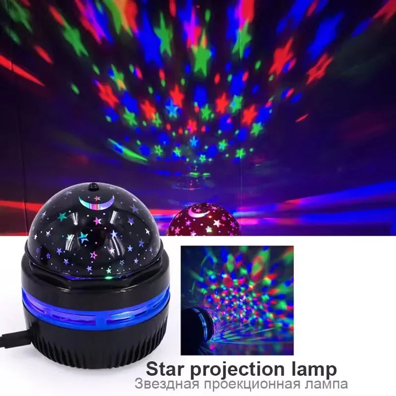 Led céu estrelado luzes da noite usb lâmpada do projetor bola mágica lua estrela luzes de natal casa sala atmosfera decorações