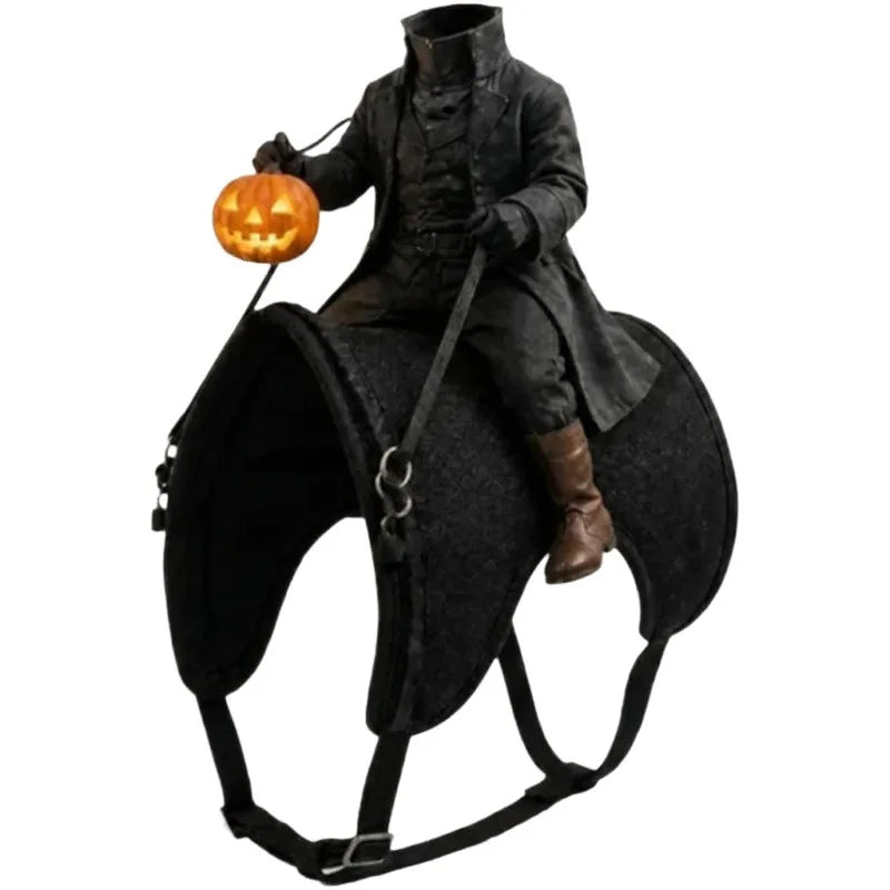 Fantasia de Gato Cavaleiro Sem Cabeça para Festa de Halloween, Ilusão 3D Assustadora de Cavalo, Fantasias de Cavaleiro Sem Cabeça para Animais de Estimação, Cosplay de Cavaleiro das Trevas