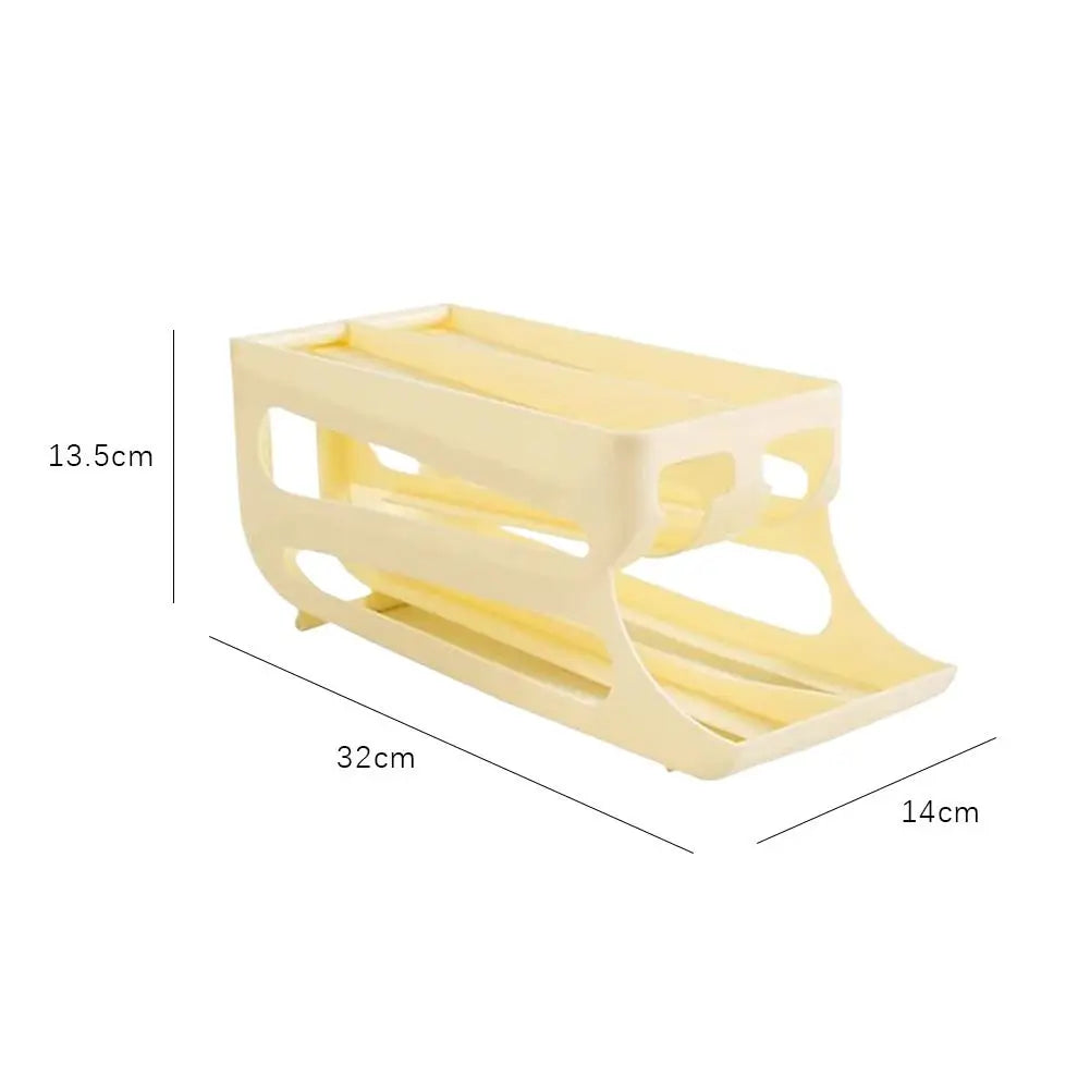 Organizador de ovos com rolagem automática para cozinha, dispensador de ovos de plástico, rack de armazenamento, suporte de ovos que economiza espaço para uso na geladeira, acessórios de cozinha