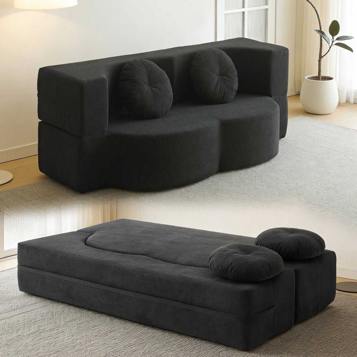 Sofá-cama com compressão a vácuo, sofá retrô, sofá dobrável duplo vintage para sala de estar, sofá modular de tecido para apartamento pequeno.