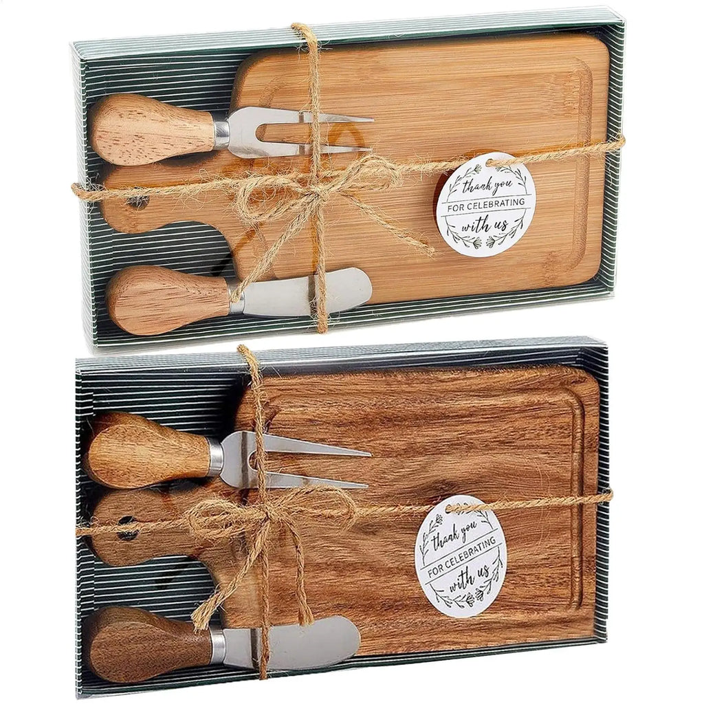Conjunto de placa de charcutaria de bambu-bandeja de servir queijo de madeira com talheres para casamento natal festa de inauguração decoração de casa