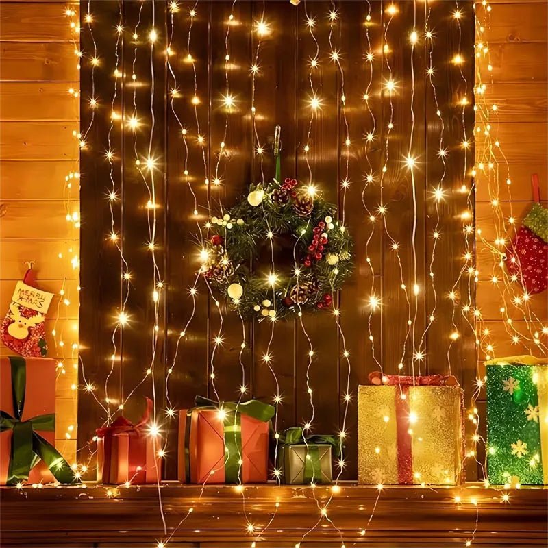 Luzes de fadas de natal recarregável led à prova d' água rgb luz de corda 8 modos design destacável para decoração de festa de casamento de árvore de natal