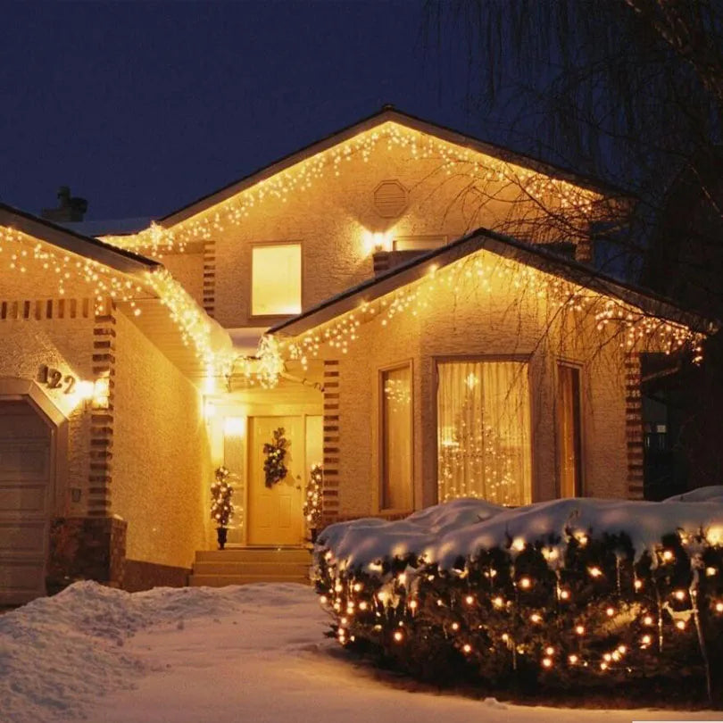 Luzes de Natal LED, cordão de luzes decorativas, cortina de luzes, decoração de Natal para casa, luminária para as festas de fim de ano e Ano Novo.