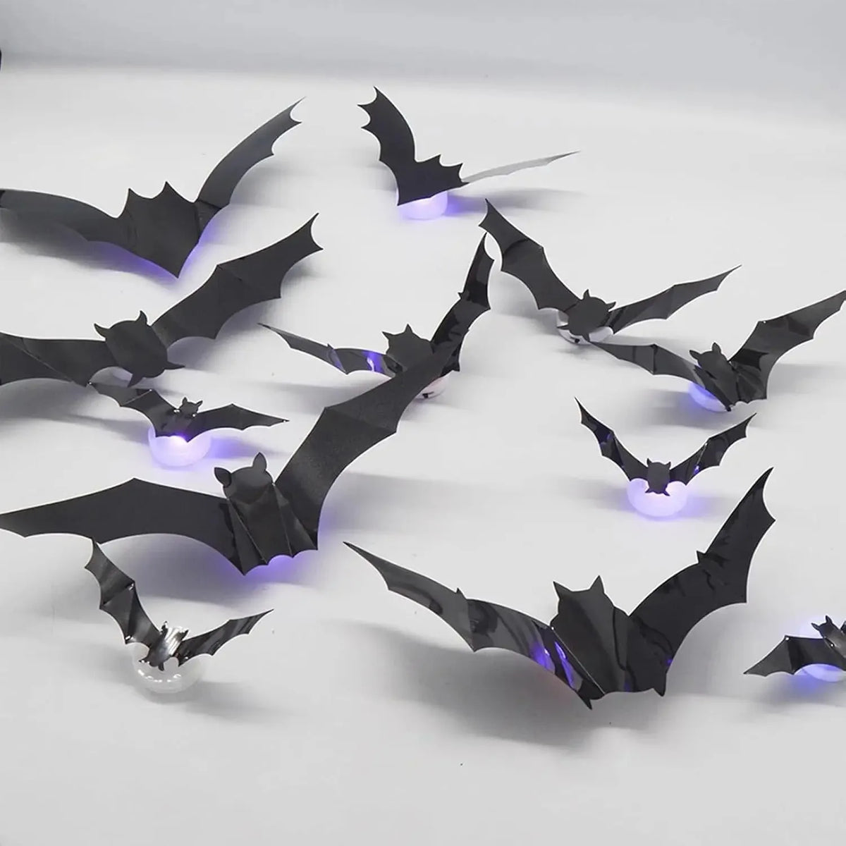 Halloween led morcegos aranha decoração brilho no escuro 3d adesivos de parede roxo/verde luzes para interior ao ar livre festa de halloween assustadores