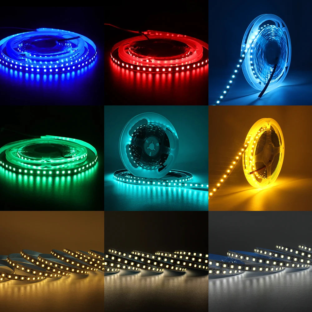 Fita de LED 12V 5m SMD 2835 5mm 8mm, Fita Flexível para Iluminação Decorativa Interna