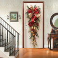 1 decoração de parede de Natal - decoração suspensa com sinos vermelhos e folhas verdes - decoração de sala de férias, design de férias