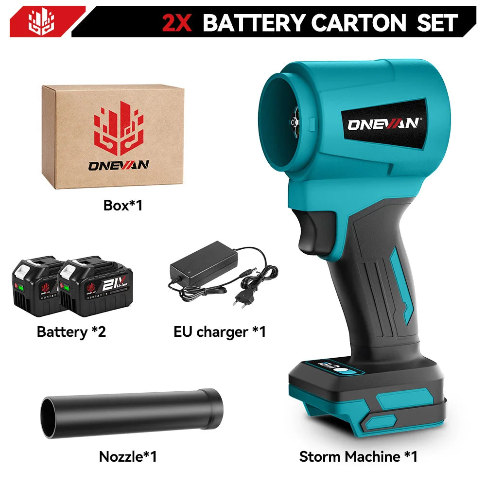 Onevan 400m/s ventilador turbo elétrico sem escova, 4000w, 300000rpm, ferramenta de sopro de poeira de folhas sem fio para makita, pino de bateria de 18v