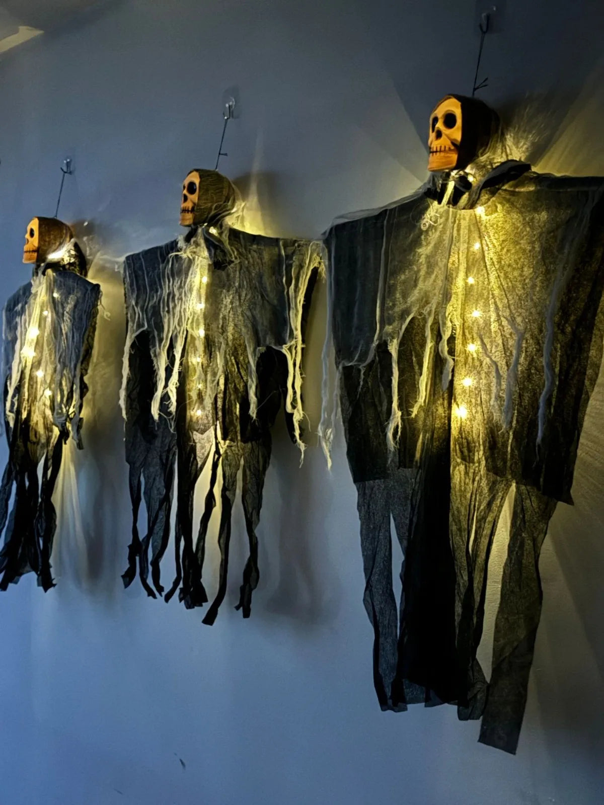 Halloween pendurado decorações fantasma crânio assustador gaze tecido para casa assombrada varanda adereços assustadores festa de terror pendurado ornamentos