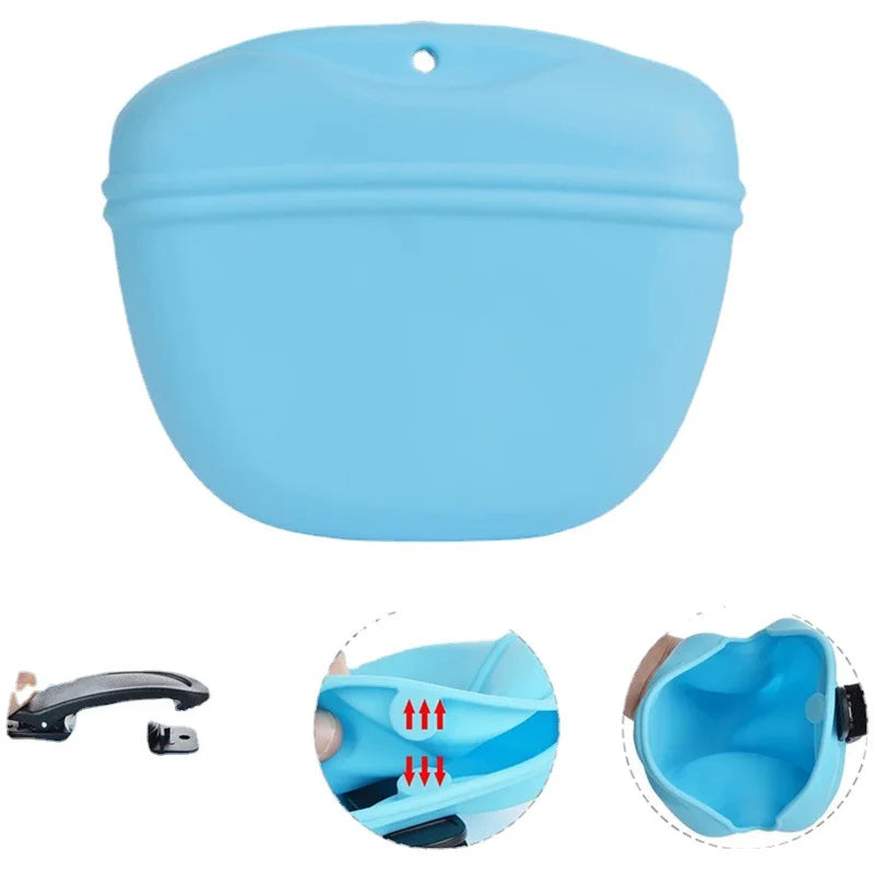 Saco de silicone para tratamento de cães, saco portátil para treinamento de cães, alimentador ao ar livre, bolsa para lanche de cachorro, saco de armazenamento de recompensa de alimentos, suprimentos para animais de estima